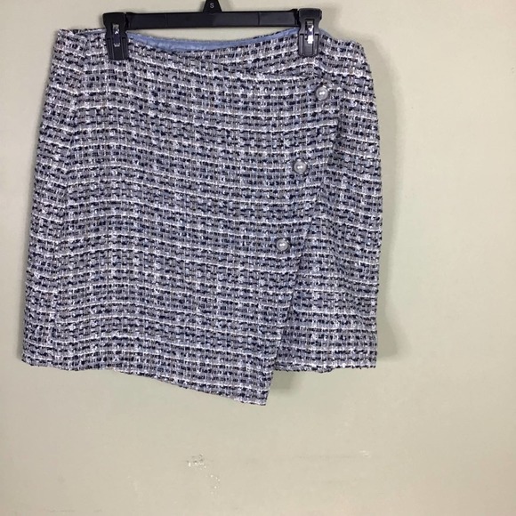 Just Fab Women’s Crossover Preppy  Academia Blue Tweed Mini Skirt size XXL NWT - Picture 7 of 11